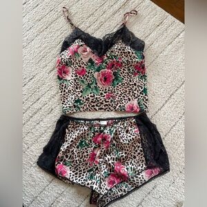 Floral Lace Trim Sleepwear Set
